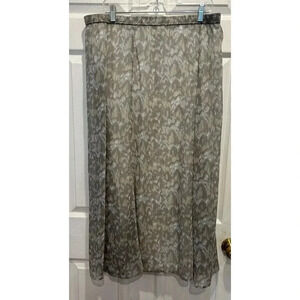 Soft Surroundings Maxi‎ Skirt Gray Beige Abstract Beach Vacation Lined Petite L